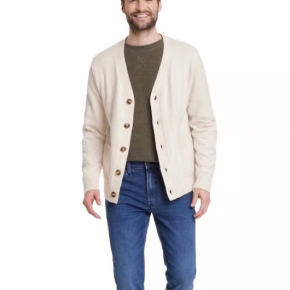 NWT Goodfellow & Co Men's Cream Cardigan Sweater - Picture 2 of 7